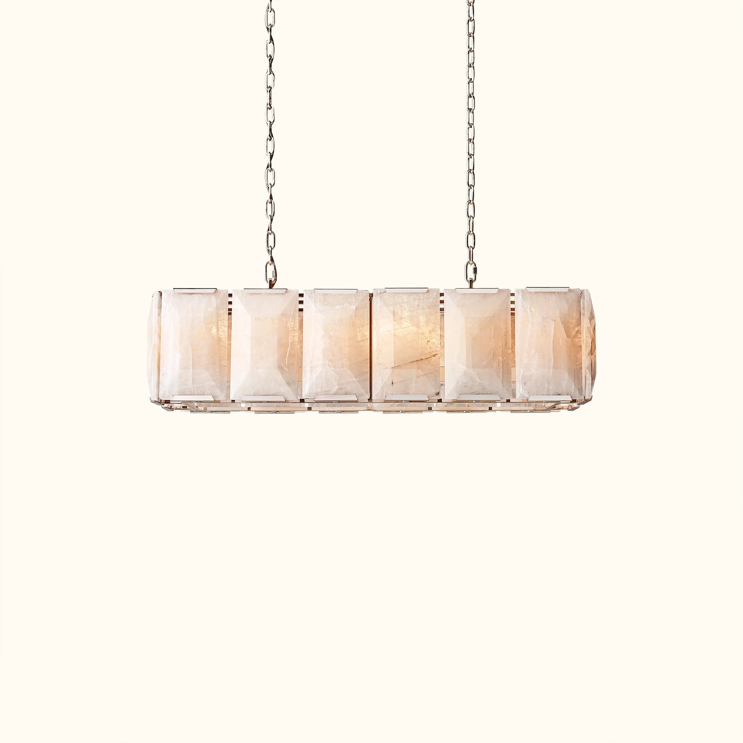 Harlow_Calcite_Rectangular_Chandelier_01_tinuse 未上传 Harlow Calcite Rectangular Chandelier - Image 1
